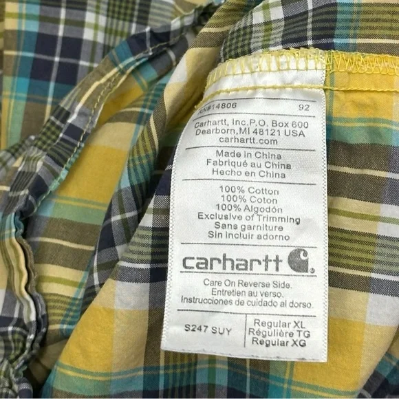 Carharrt Mens Plaid Long Sleeve Button Down - Size XL - Picture 3 of 5